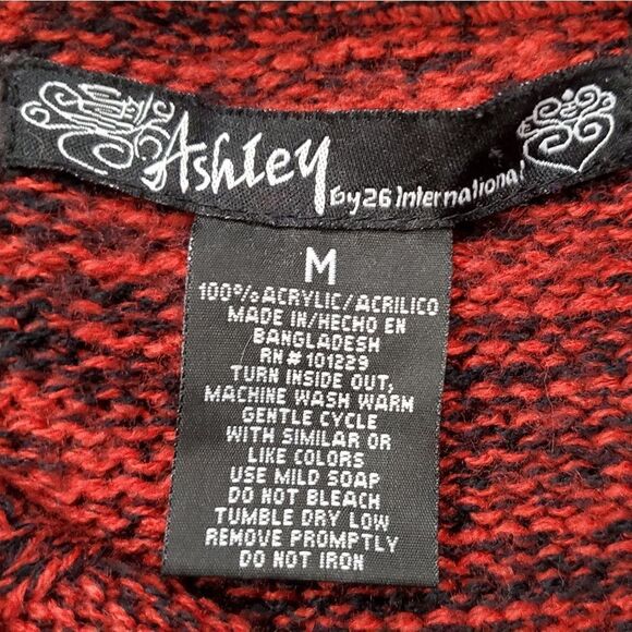 💜Ashley Red Variegated Sweater Buttoned Cowl Neck Dress w/Pockets Medium - Picture 7 of 7